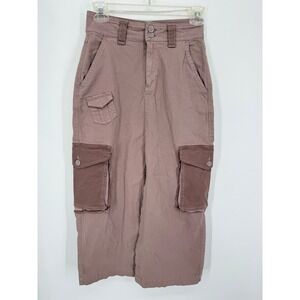 Cargo Skirt Women XS Mauve Brown Utility Midi Multi Pocket Slit Gorpcore Earthy